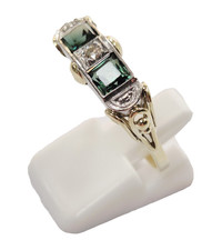 Oma Goldring 14 Karat 585 gold mit 2 Turmaline Ca. 4x4mm und 1 Zirkon  Größe 61