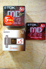 rare' TDK MD 80 colour + TDK recordable + sony premium mini disc SEALED  11pcs.