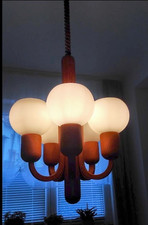Domus Teak Kronleuchter Deckenlampe Pendelleuchte Lampe 5-flammig 60er 70er