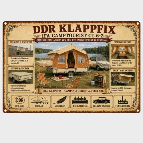 Blechschild ddr klappfix - klappfix, ifa