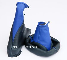 Passend für OPEL ASTRA G Bj. 98-09 Schaltsack + Handbremssack Leder BLAU-SCHWARZ