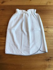 Caletto Saunakilt M Damen Waffelpique Essenza Möve Weiß Grau Klett Gummi - NEU