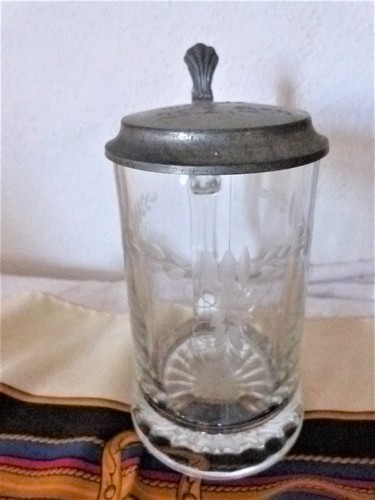 Kristallkrug mit zinndeckel - mit,