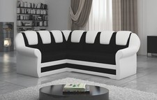 Ecksofa Lord Eckcouch Sofa 243x190x105cm schwarz / weiß mit Schlaffunktion (1869