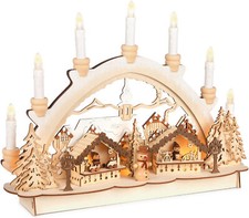 Lichterbogen LED Weihnachten Schwibbogen Holz Weihnachtsmarkt 31 x 41 x 11 cm