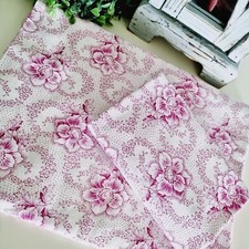 S23 Bauernstoff Clematis, violett lila weiß, 2 x Vintage Stoffrest, Wäschestoffe