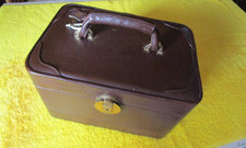 Alter Vintage Kosmetikkoffer mit Spiegel - abschließbar ECHT LEDER