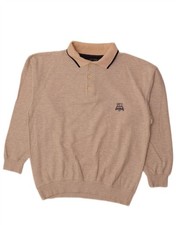 GIANI FEROTI Herren Polokragen Pullover Sweater Large Beige Baumwolle DX26