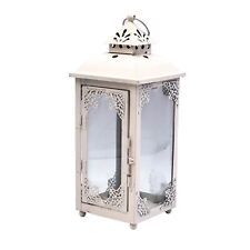 Vintage Laterne Gartenlaterne Dekoraterne aus Metall & Glas | cremefarben