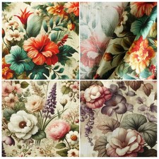 Viskose Leinen Stoff Floral ab