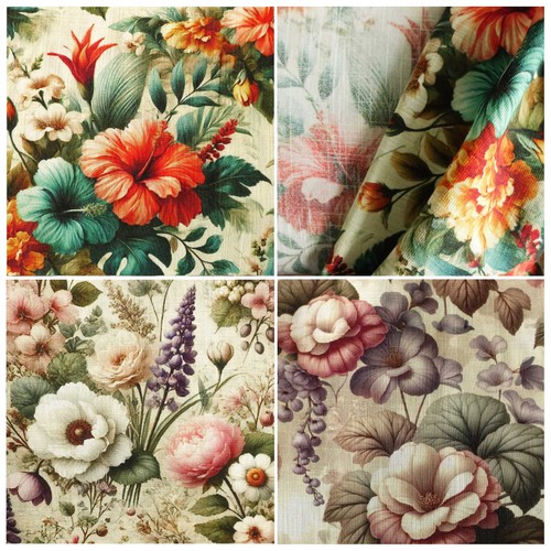 Viskose leinen stoff floral - leinen,