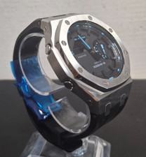 CasiOak "SILVER in Black/ Blue " - Casio G-SHOCK GA2100 Mod Herrenuhr 44mm 
