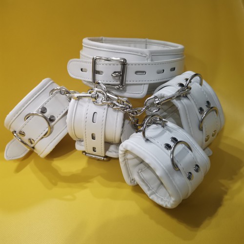 Weiß leder halsband - weiß,