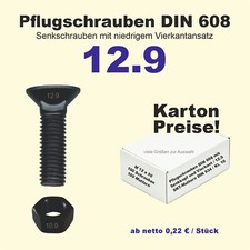 Pflugschrauben DIN 608 Vierkant M10 M12 Güte 12.9 Grubber Schar Wechselspitze