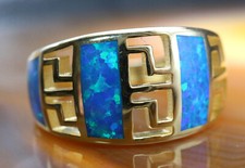 GOLDJUNGE69 * DESIGN  EDELSTEIN RING (19) 4x OPAL INLAY 925er SILBER/VG