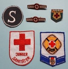 3 Aufnäher + 3 Abzeichen DDR Rotes Kreuz / Thälmann-Pioniere/  Pflegedienst