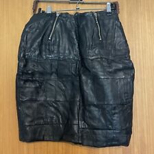 Rock, Lederrock, Echt Leder, Patchwork, schwarz Größe 36 Reisverschlüsse