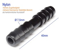 Ø 7,5mm Verbinder Schlauch Tülle Nylon KFZ Verbinder Wischwasser u. Vakuum
