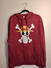 Anime One Piece Totenkopf Piraten Strohhut Öko Herren Pullover Rot  XXXL