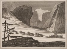 Bergige Winterlandschaft mit Hundeschlitten, KSt. Romantik Unbekannt (19.Jhd)