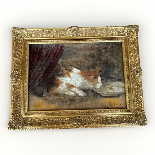 Antikes ölgemälde katze - antikes,