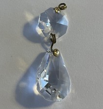 alter Kristall Glas  Behang mit Facetten 24mm Nappo + Oktagon 19. Jahrhundert