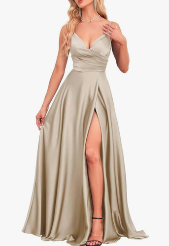 Satin abendkleid lang - satin,