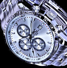 MC Herren Armband Uhr Silber Farben Datum Chronograph Stoppuhr