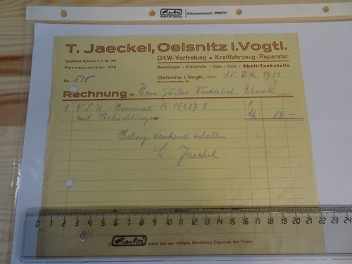 Nsu fahrrad rechnung - fahrrad, 1939