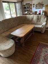 U-Form Sofa mit Federkern Polstersofa Beige