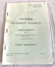 British Military Issue Complete Equipment Schedule Service Edition 42456 Booklet