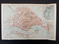 antiker historischer Stadtplan Venedig um 1900, sehr dekorativ Venice