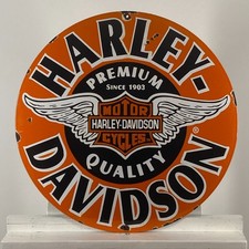 Harley-Davidson Emailschild - Ø 50cm (19,7") - Retro Motorrad Händler Deko