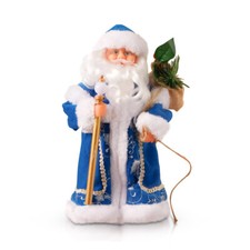 Figur - Weihnachtsmann, im blauen Mantel mit Stab, 27 cm Дед Мороз