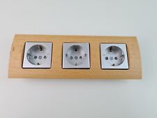 3 Steckdosen mit 3 Fach Rahmen Düwi Arcada Buche Echtholz / Silber Rev Ritter