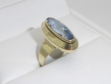 585 Gelbgold 14K Gold Ring Blautopas Verlobung 4,78 g RG 57 - 18,1 mm 9575