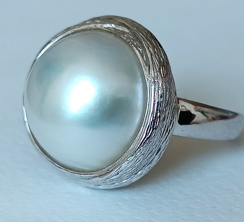 Ring silber mabe - ring, perle