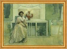 After the prom Carl Larsson Mode Leuchter Kerzen Kleider Mode B A3 00981 Gerahmt