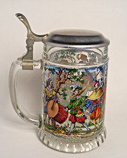 BMF Bierkrug aus Glas mit Zinndeckel - Made in W.-Germany