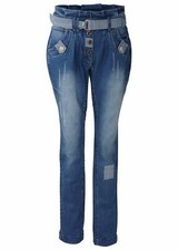 Jeans mit Gürtel Gr. 34 Blau Damenjeans Hose Freizeit-Pants Neu*