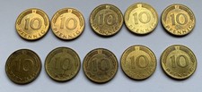 10 Stück, 10 Pfennig 1980 – 1990, Deutschland, guter Zustand.