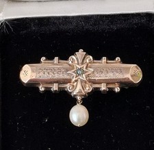 Antike Brosche 585 Schaumgold mit Perlen