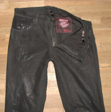 MODEKA Herren- LEDERJEANS / Nubuk- Lederhose in schwarz W35 / L35