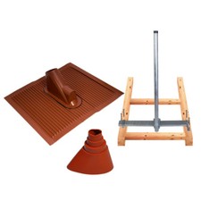 SET Dachsparrenhalter 60mm für SAT-Antennen Mast Halterung Ziegelrot