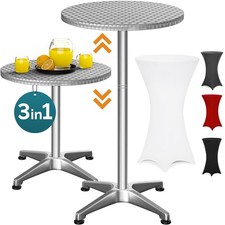 CASARIA® Stehtisch Bistrotisch Partytisch mit Husse Höhenverstellbar Alu Rund