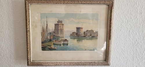 Aquarell alten hafen - hafen, la