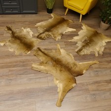 Rehfell 4 Stück Felle Winter Reh Fell Hirschfell Vorleger Teppich Deko