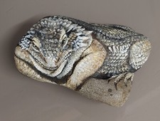bemalter Stein/ handbemalt Bartagame/Echse, Skulptur, Dekoration, Geschenk