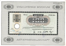 Stahlwerke Bochum Aktiengesellschaft historische Aktie Bochum 1953 SWB Thyssen