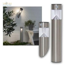 LED Solar Wand-/Stand-Leuchte Edelstahl MARBELLA mit Bewegungsmelder, 80lm warm